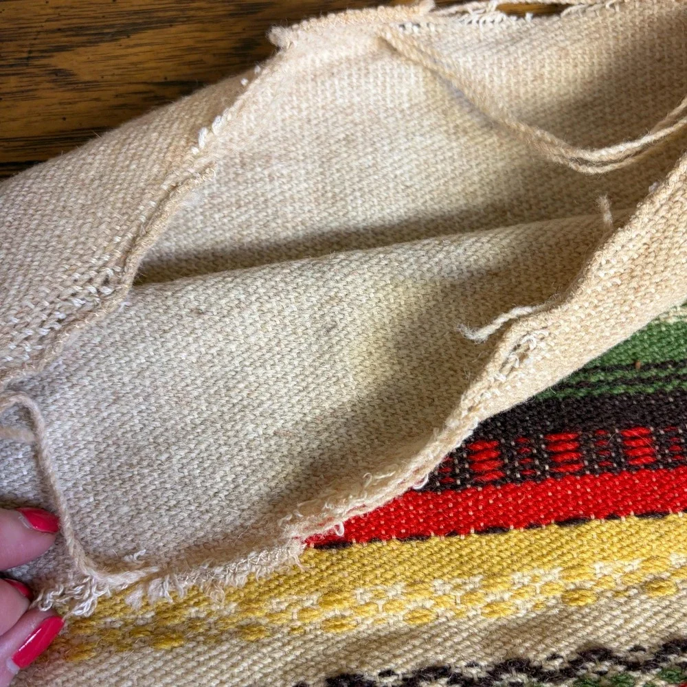 Vintage Swedish Folk Weaving Handwoven Scandinavian Pillow Cover Wool Unfinished